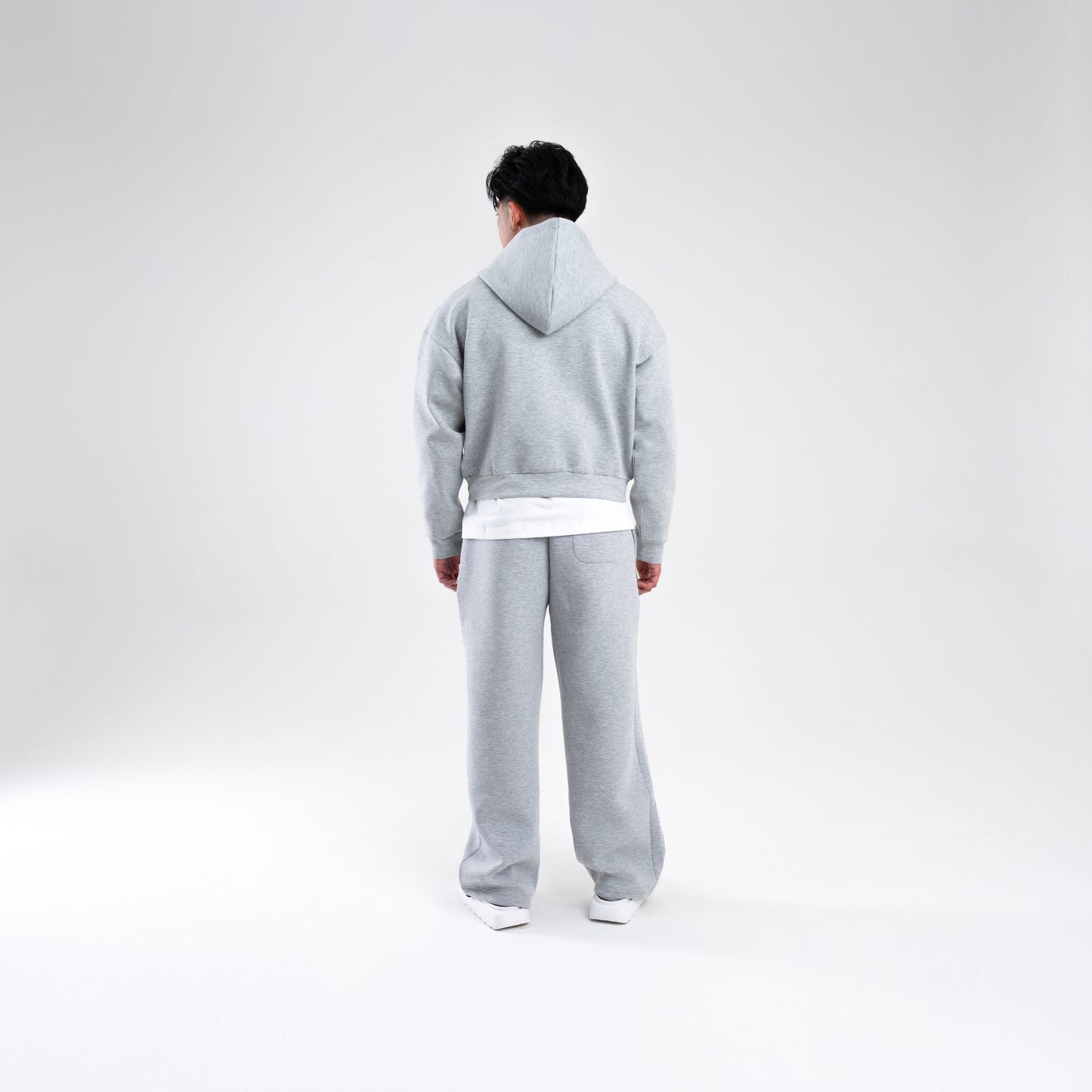 GREY SCUBA CROP ZIP UP HOODIE