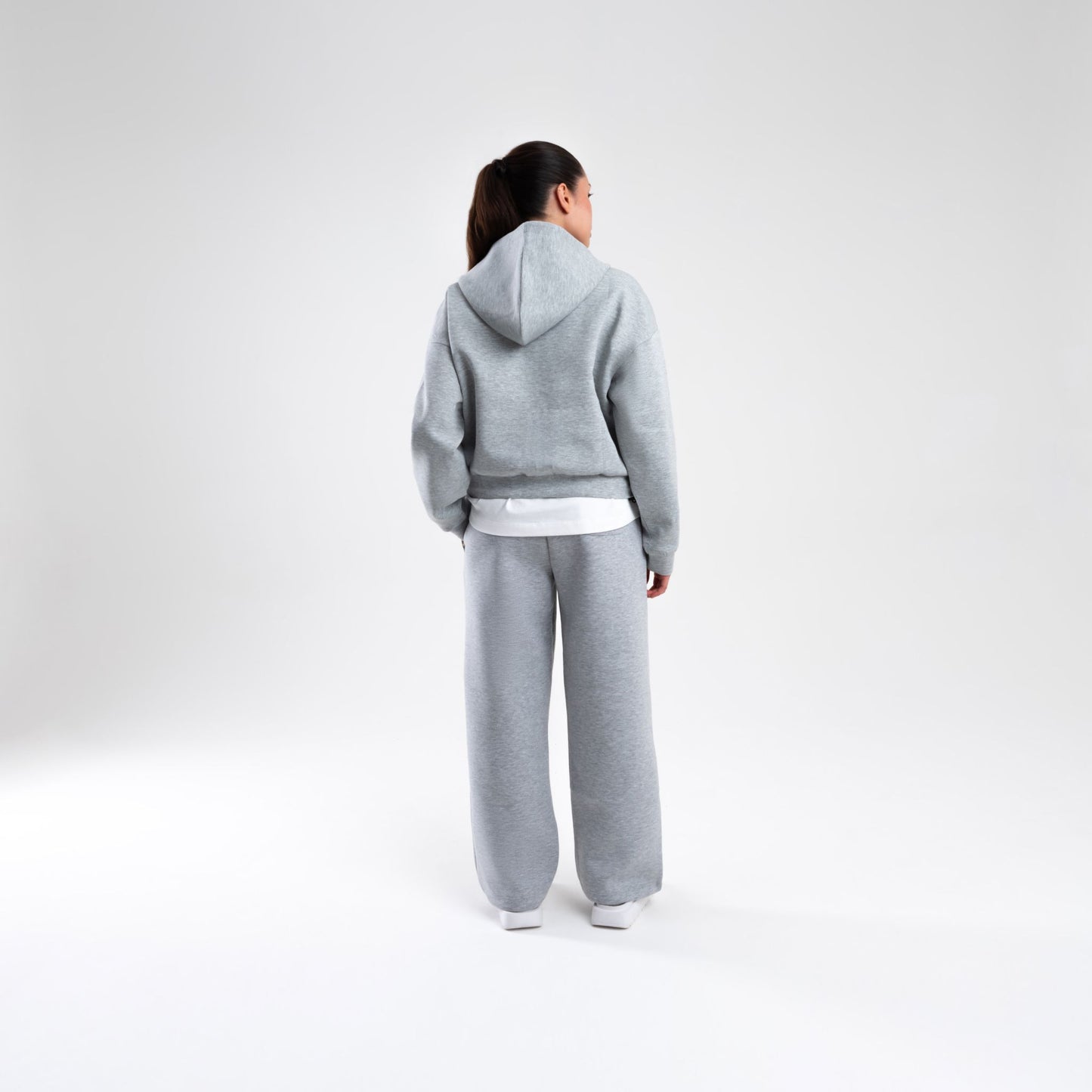 GREY SCUBA CROP ZIP UP HOODIE