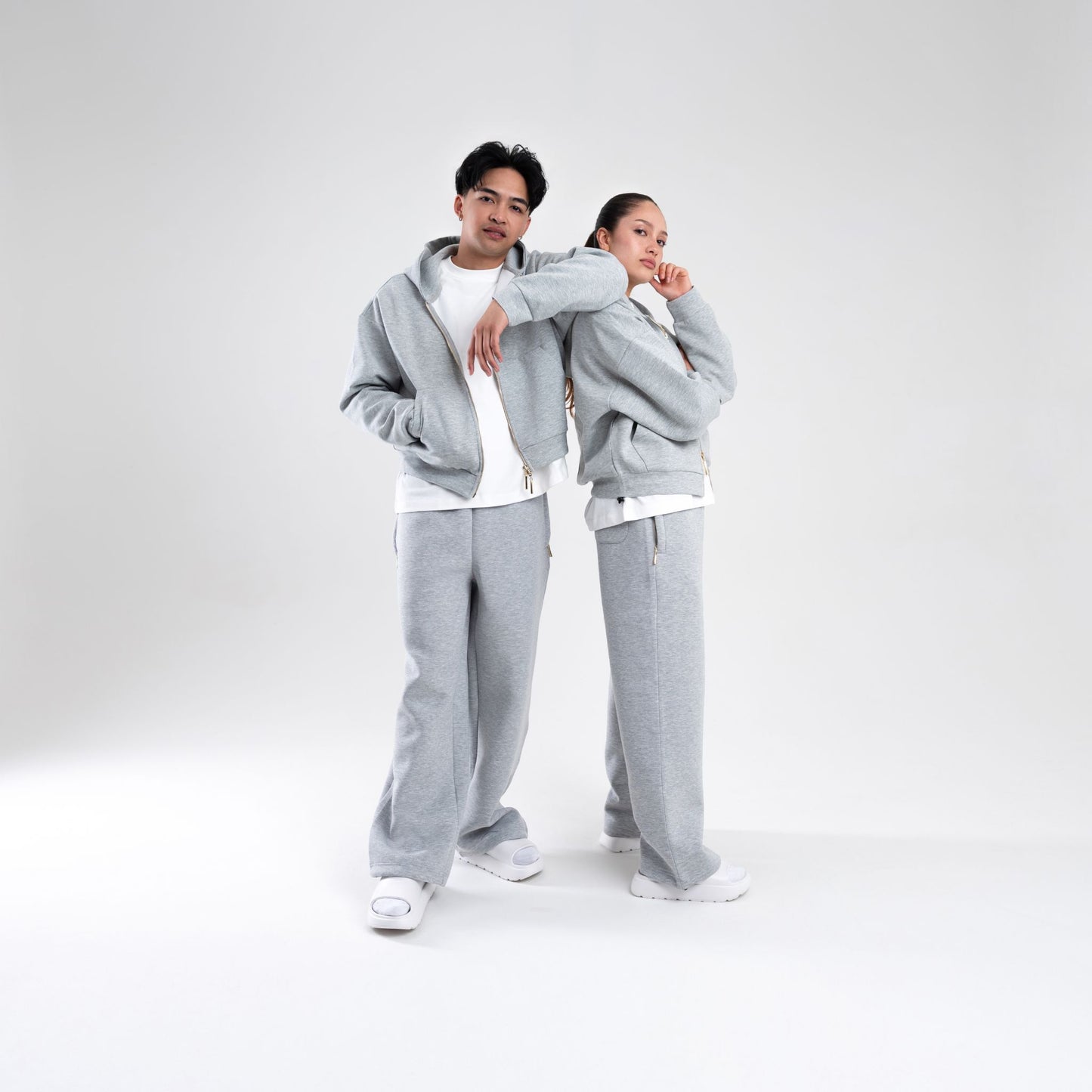GREY SCUBA CROP ZIP UP HOODIE
