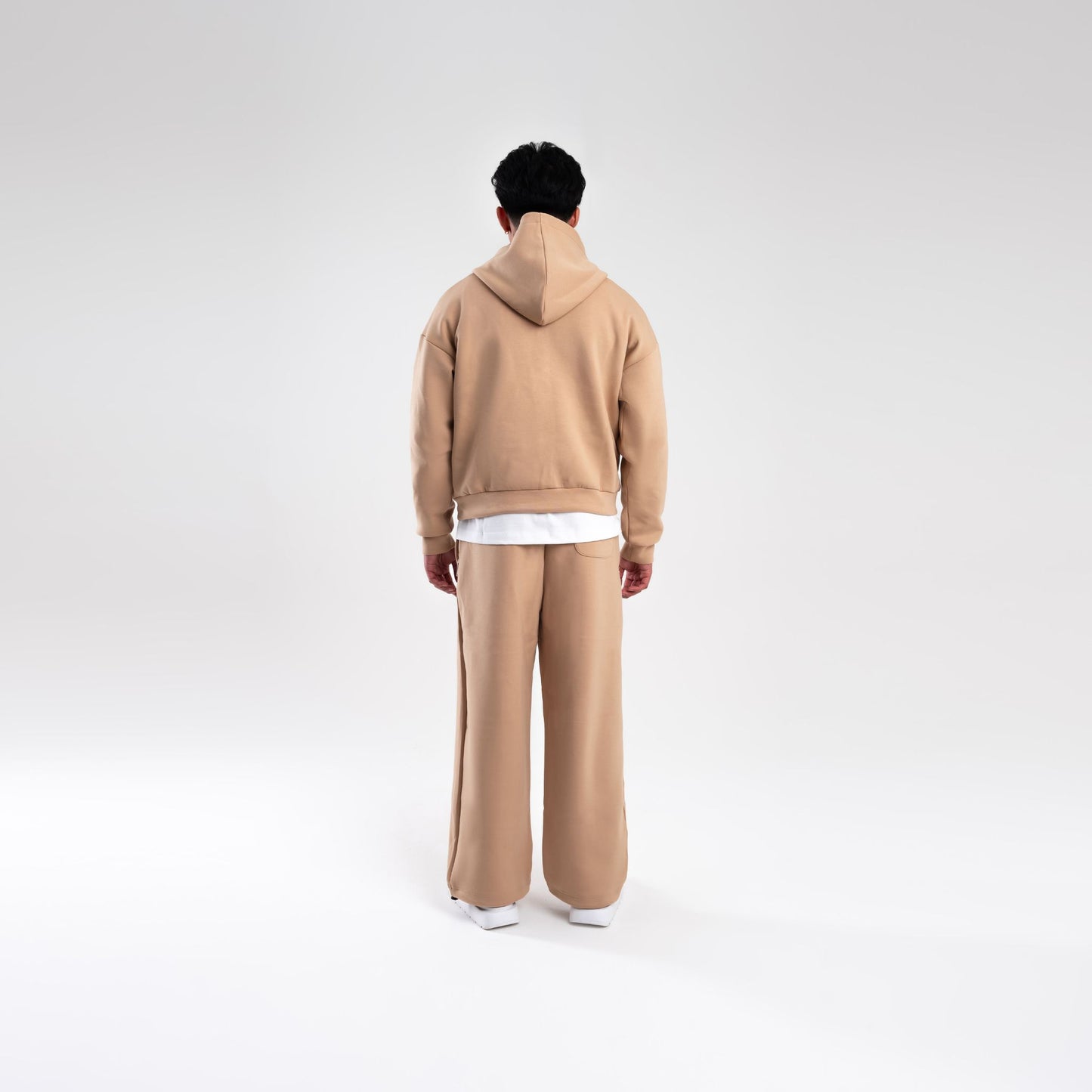 TAN SCUBA BOXY ZIP UP HOODIE