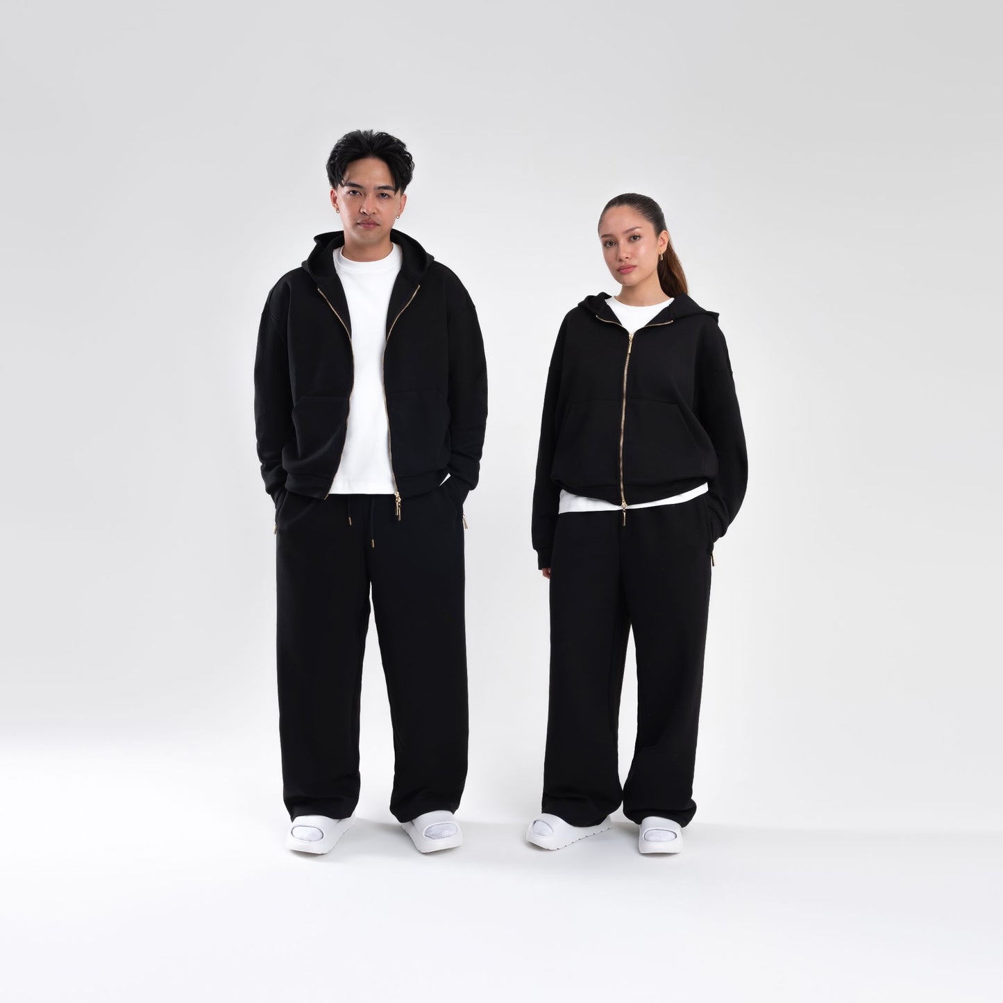 BLACK SCUBA BOXY ZIP UP HOODIE