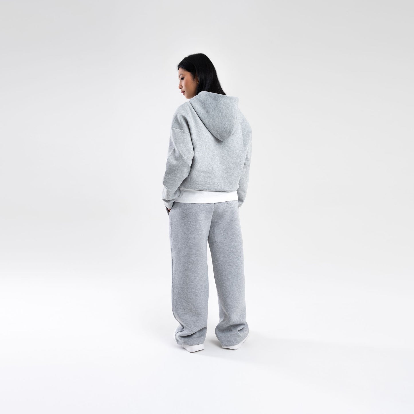 GREY SCUBA BOXY ZIP UP HOODIE