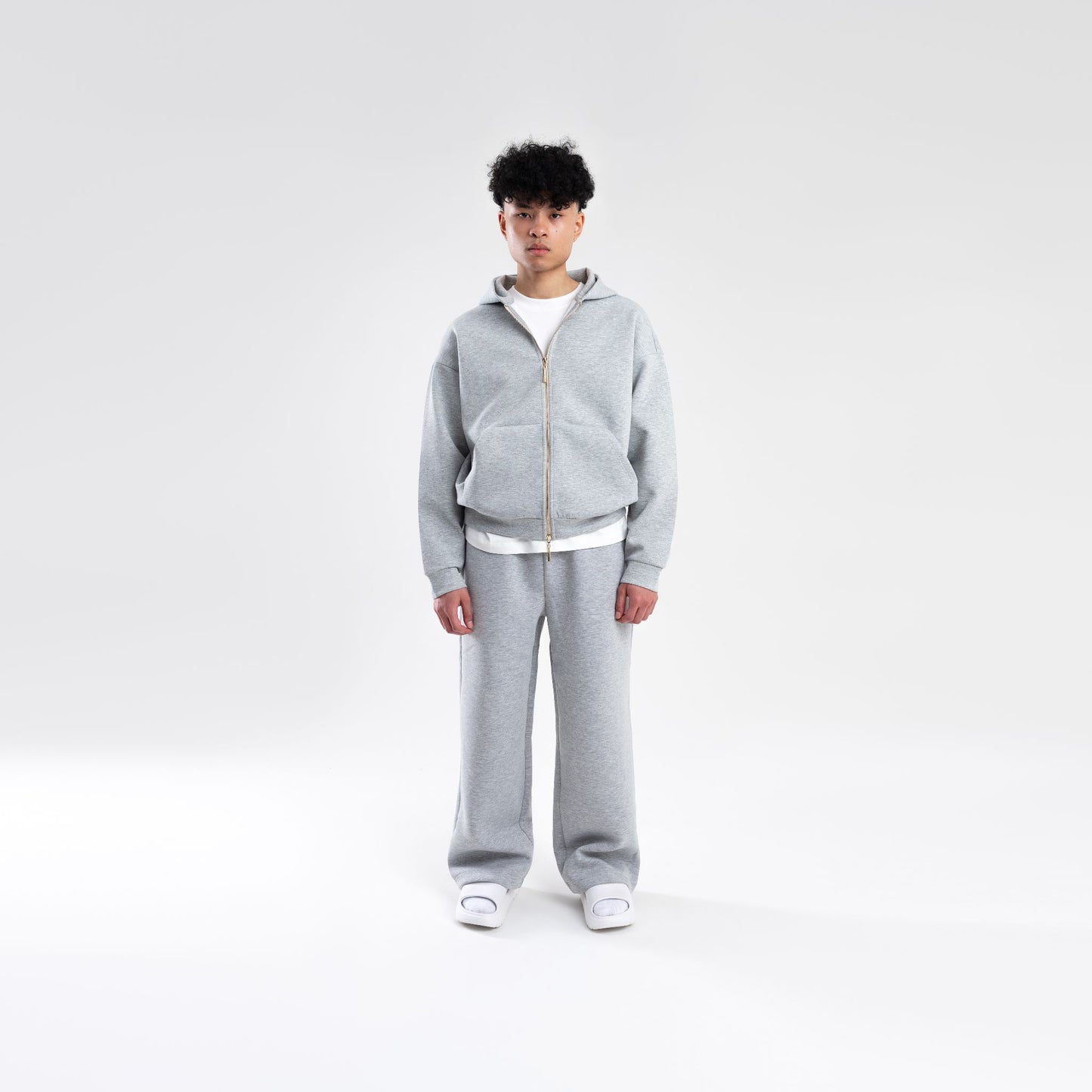 GREY SCUBA BOXY ZIP UP HOODIE