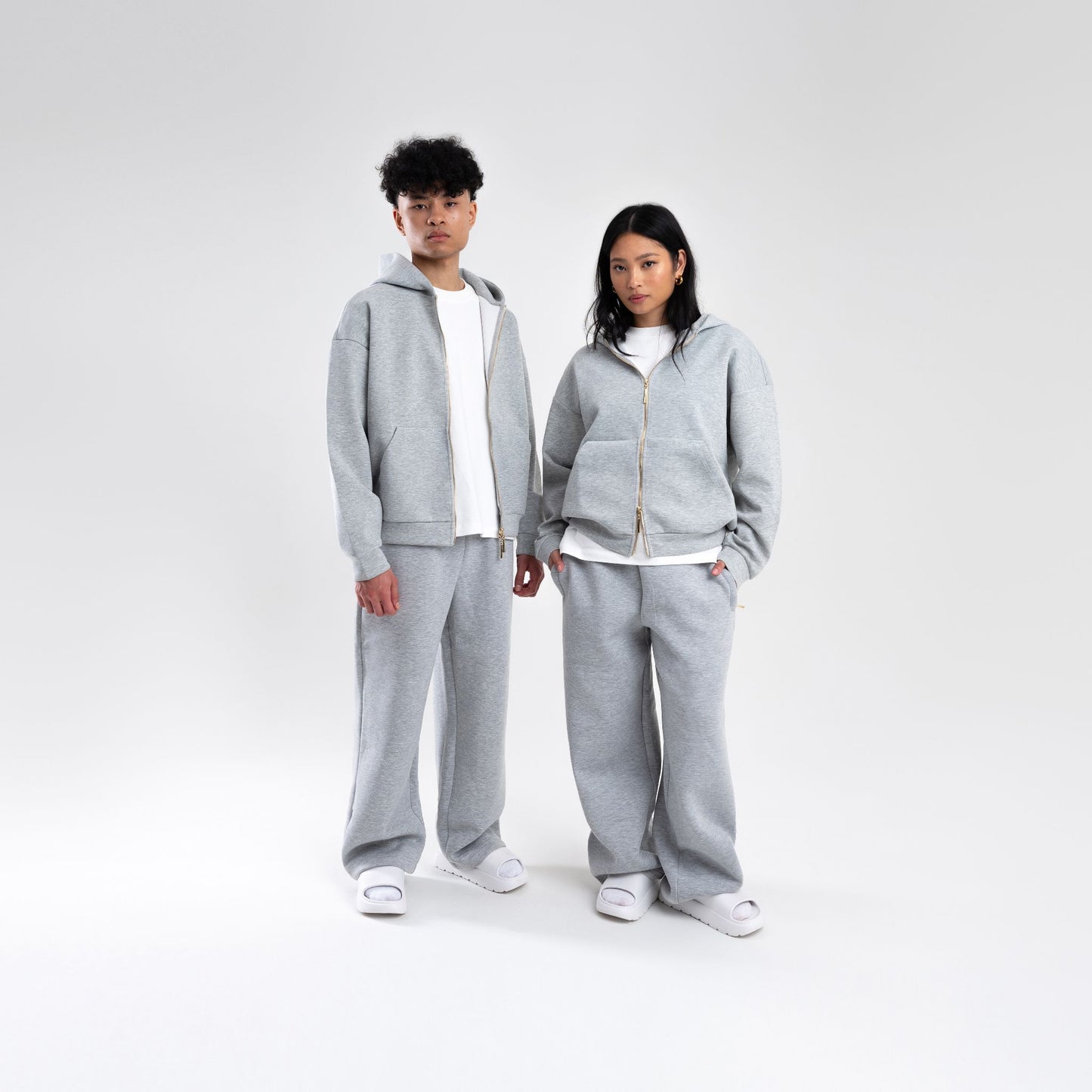 GREY SCUBA BOXY ZIP UP HOODIE