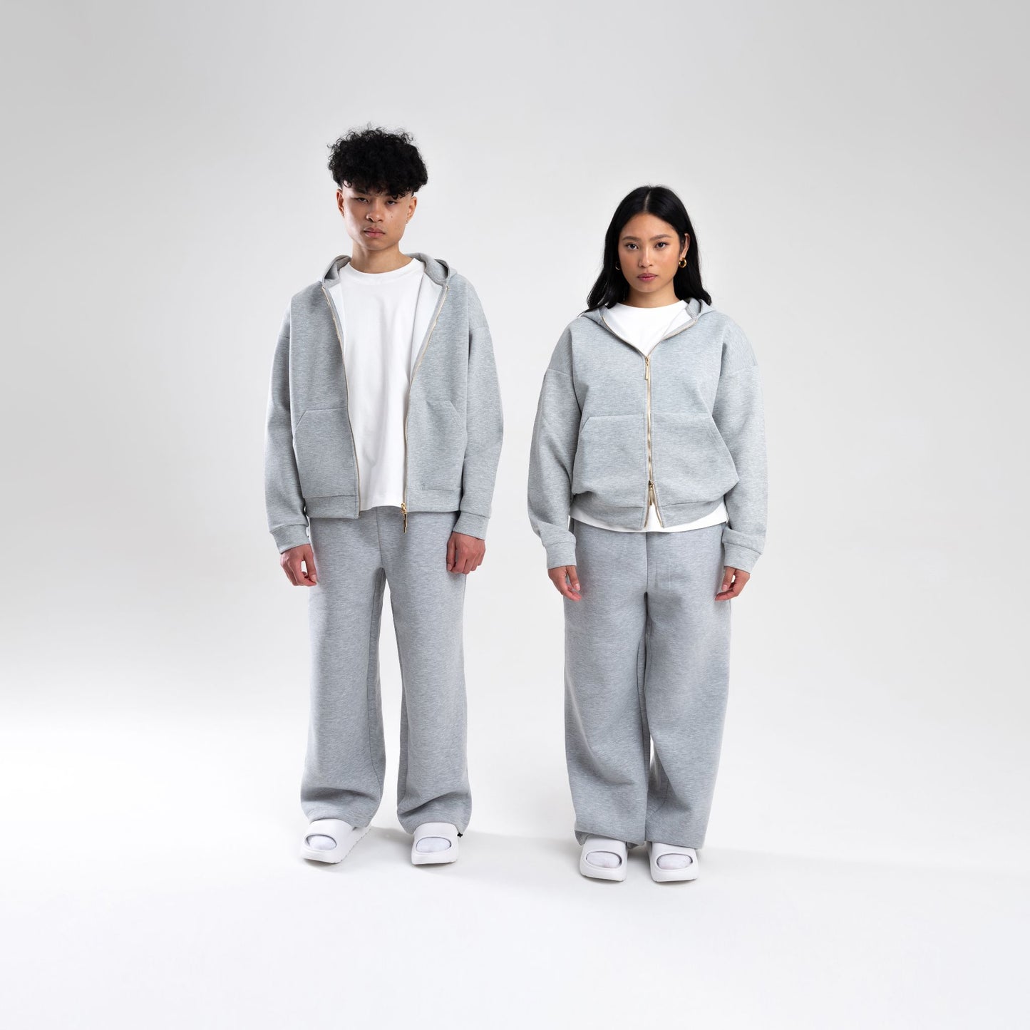 GREY SCUBA BOXY ZIP UP HOODIE