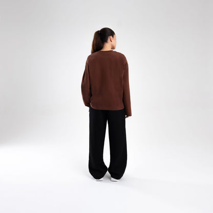 BROWN LONGSLEEVE BOXY HEAVYWEIGHT T-SHIRT