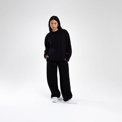 BLACK LONGSLEEVE BOXY HEAVYWEIGHT T-SHIRT