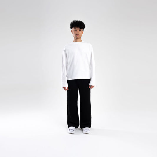 WHITE LONGSLEEVE BOXY HEAVYWEIGHT T-SHIRT