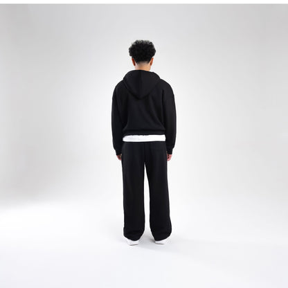 BLACK SCUBA CROP ZIP UP HOODIE