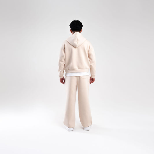 CREAM SCUBA BOXY ZIP UP HOODIE